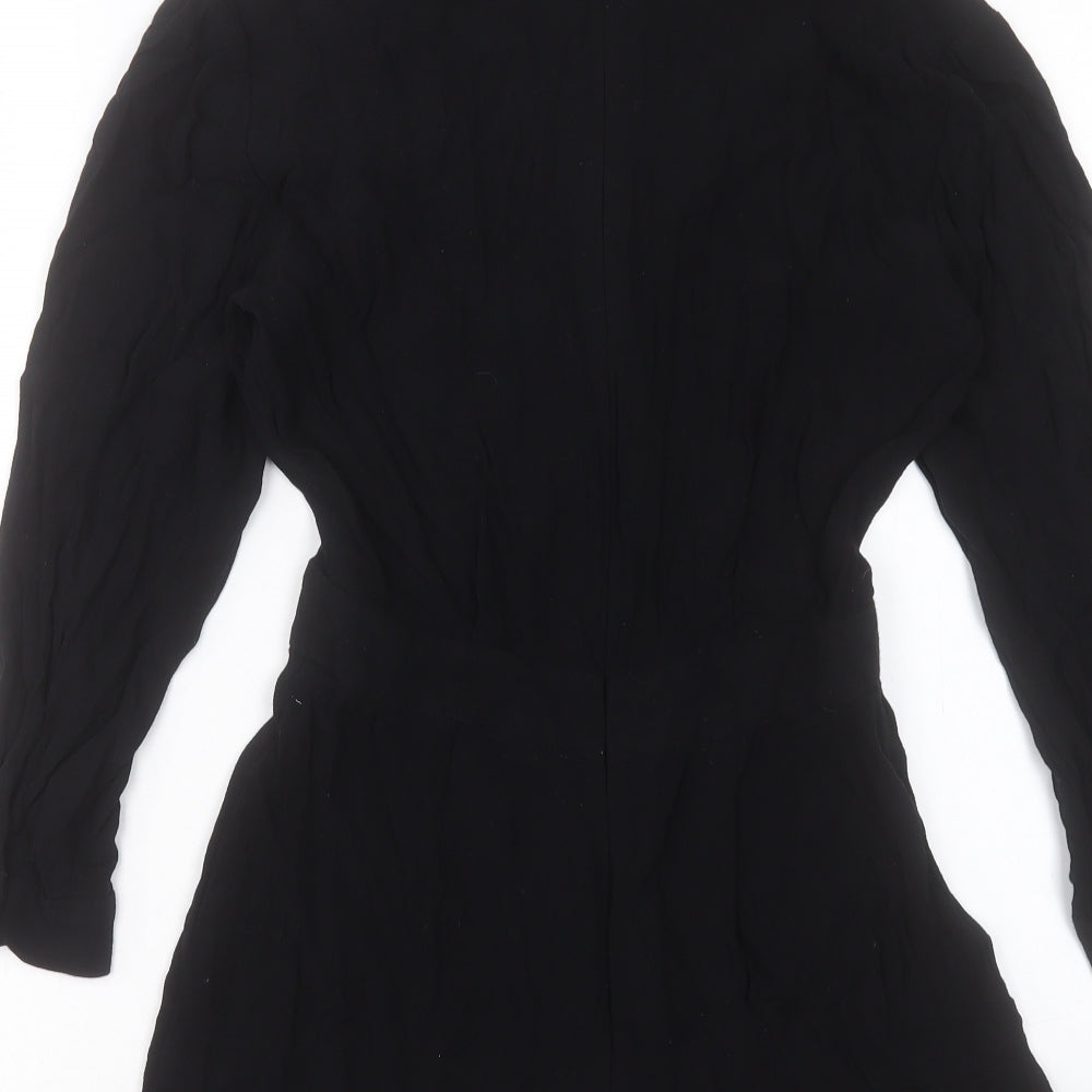 Topshop Womens Black Viscose Playsuit One-Piece Size 8 Zip