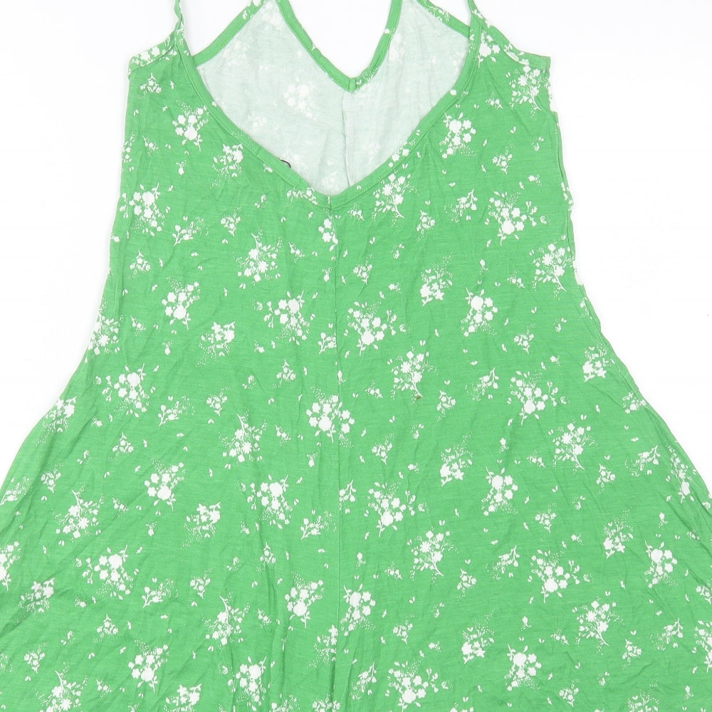 Boohoo Womens Green Floral Viscose Playsuit One-Piece Size 10 L3 in Pullover