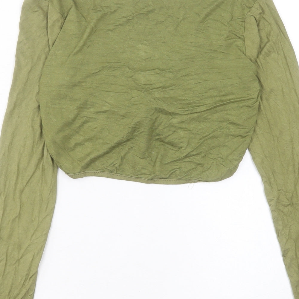 Boohoo Womens Red Viscose Cropped T-Shirt Size 8 V-Neck