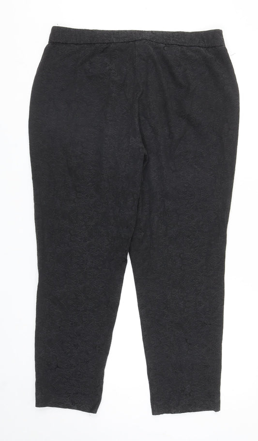 David Emanuel Womens Black Geometric Cotton Carrot Trousers Size 16 L27 in Regular Zip