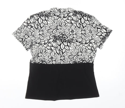 Womens UK Size 14 BASSINI Black Basic Blouse