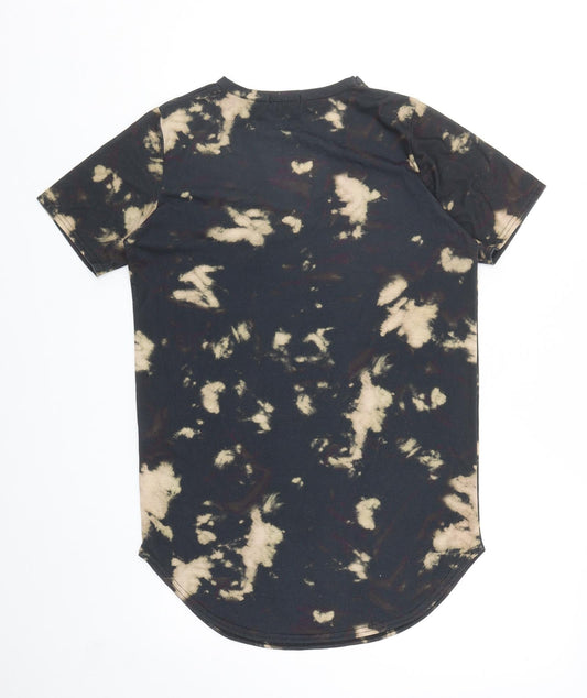 Boohoo Womens Black Polyester Tunic T-Shirt Size 8 V-Neck - Beverly Hills, Tie Dye