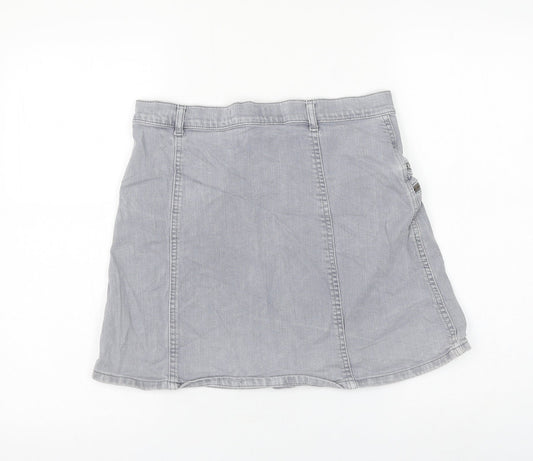 Mango Womens Grey Polyester A-Line Skirt Size L Zip