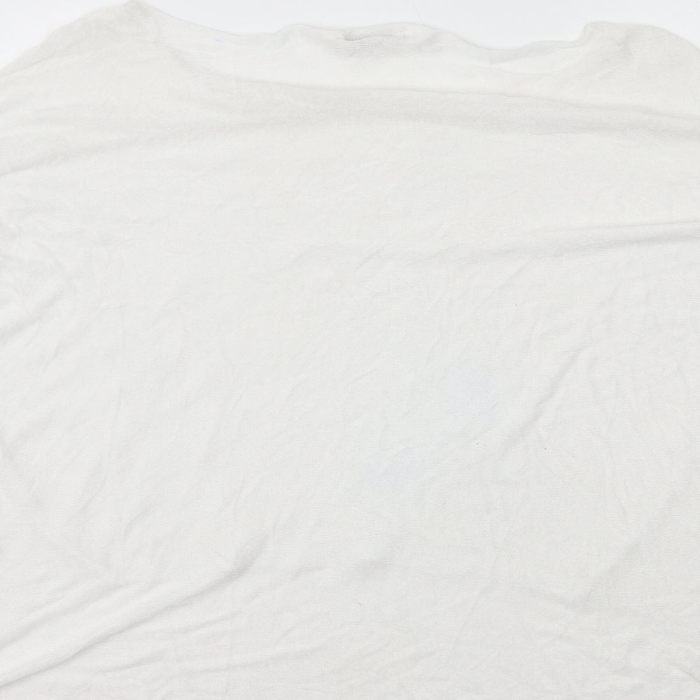 Made in Italy Womens White Viscose Basic T-Shirt Size M Scoop Neck