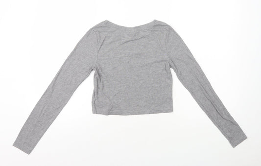 Womens UK Size 8 Topshop Grey Cropped T-Shirt