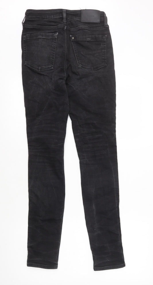 H&M Womens Black Cotton Skinny Jeans Size 8 L31 in Regular Zip