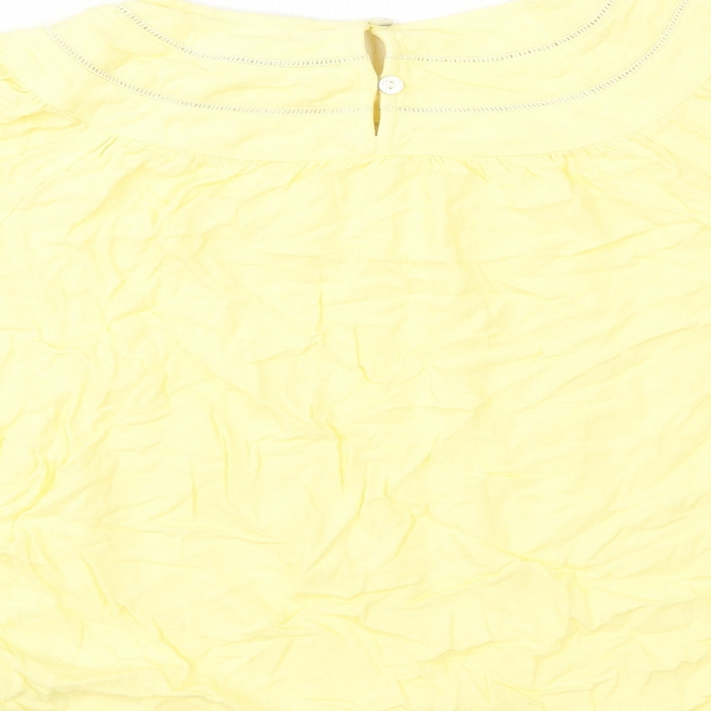 Marks and Spencer Womens Yellow Viscose Basic T-Shirt Size 14 Round Neck