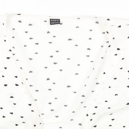 SheIn Womens Multicoloured Geometric Polyester Basic Blouse Size L Round Neck - Heart Pattern