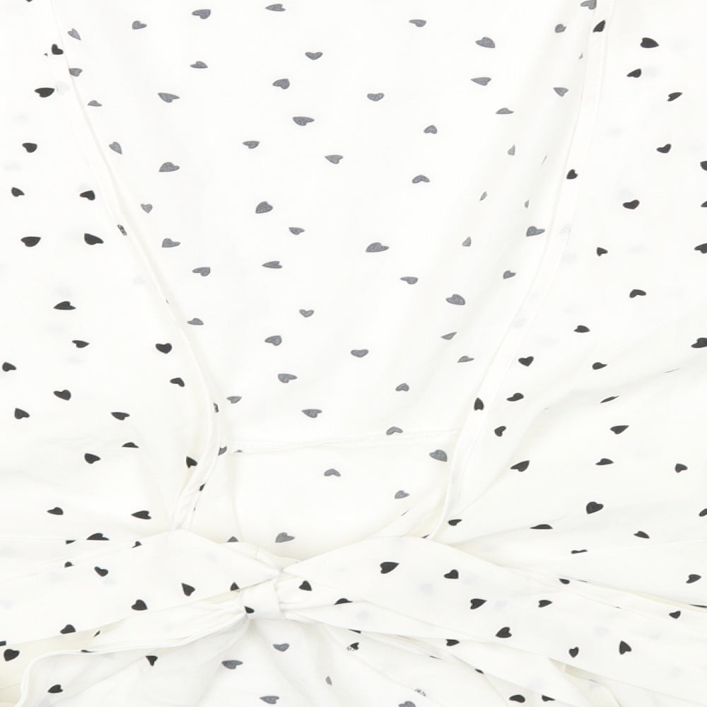 SheIn Womens Multicoloured Geometric Polyester Basic Blouse Size L Round Neck - Heart Pattern