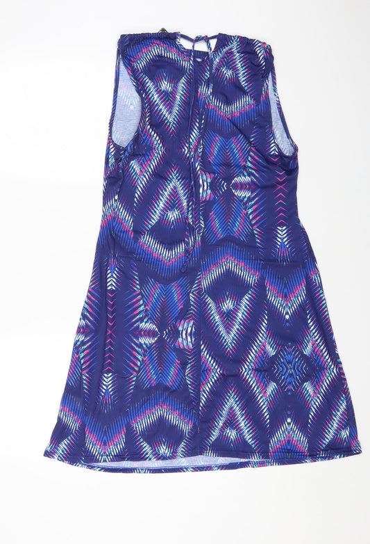 Kaleidoscope Womens Multicoloured Geometric Polyester A-Line Size 14 Square Neck Drawstring