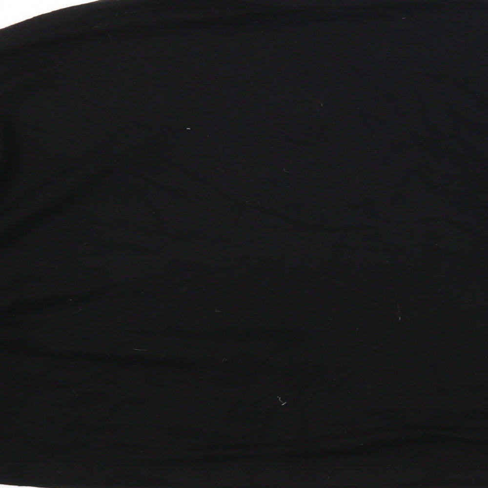 Primark Womens Black Polyester Cropped T-Shirt Size S High Neck - 10-12