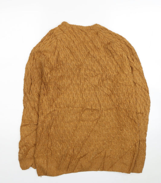 Cedar Wood State Mens Orange Round Neck Acrylic Pullover Jumper Size XS