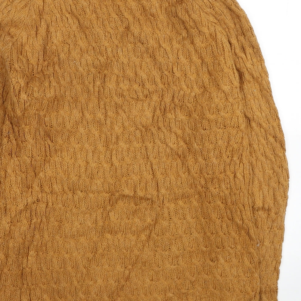 Cedar Wood State Mens Orange Round Neck Acrylic Pullover Jumper Size XS