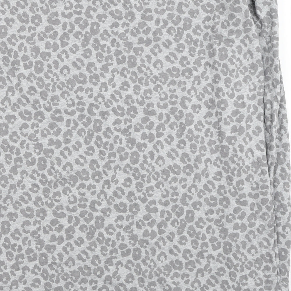 Avenue Womens Grey Animal Print Cotton Basic T-Shirt Size 12 Round Neck - Leopard Print Size 12-14