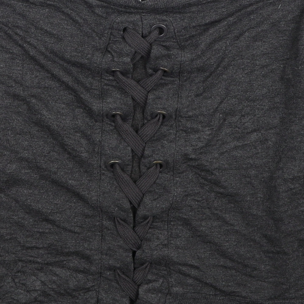 90 Degree Girls Grey Rayon Pullover Sweatshirt Size 7-8 Years Pullover - Tie Detail Back