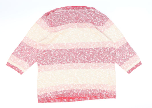 Damart Womens Multicoloured Round Neck Striped Acrylic Pullover Jumper Size 18 - Size 18-20
