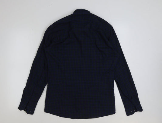 Mens UK Size 15.5 Cedar Wood State Green Button-Up Long Sleeve Casual Shirt