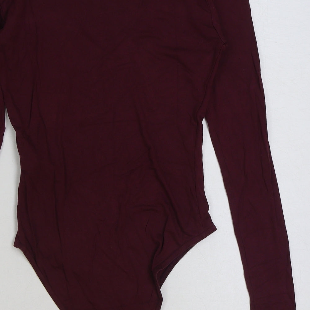 New Look Womens Red Polyester Bodysuit One-Piece Size 8 Snap