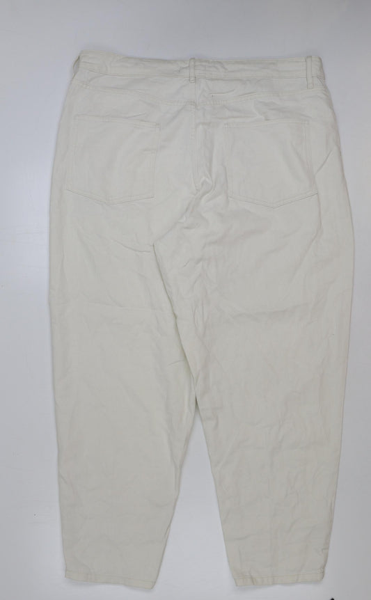 F&F Womens Ivory Cotton Straight Jeans Size 18 L38 in Regular Button
