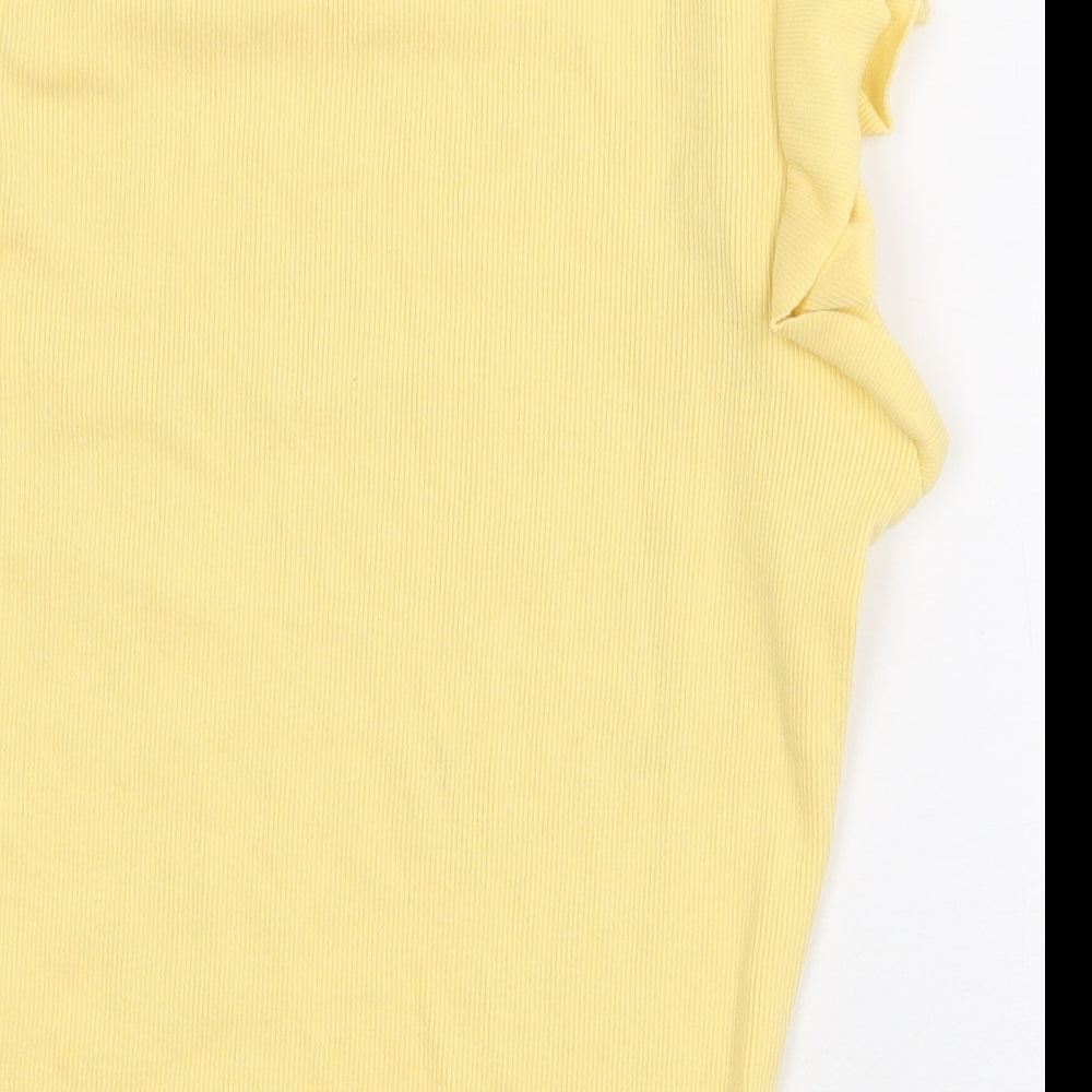 Womens UK Size 10 New Look Yellow Basic T-Shirt