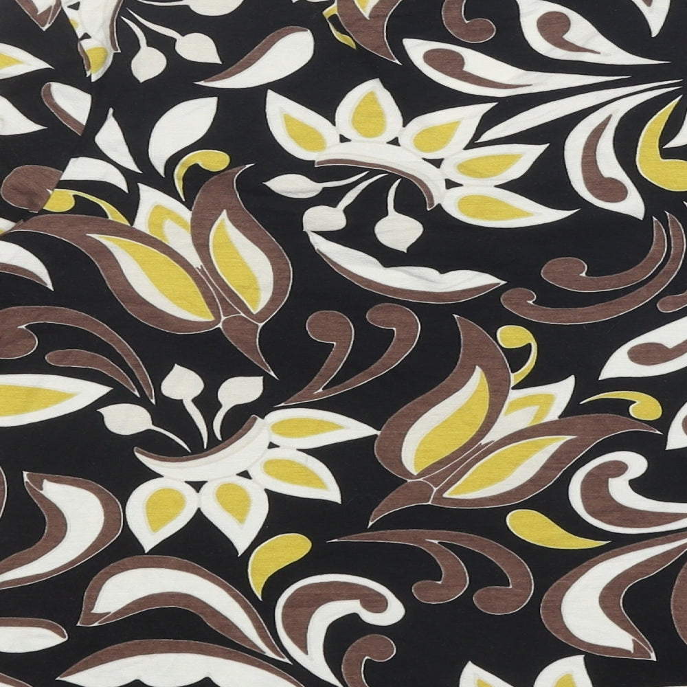 CC Womens Multicoloured Geometric Viscose Basic T-Shirt Size S V-Neck