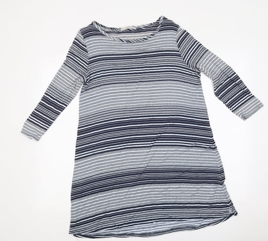 George Womens Multicoloured Striped Polyester A-Line Size 12 Round Neck Pullover