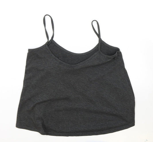 Boohoo Womens Grey Viscose Camisole Tank Size 6 Scoop Neck