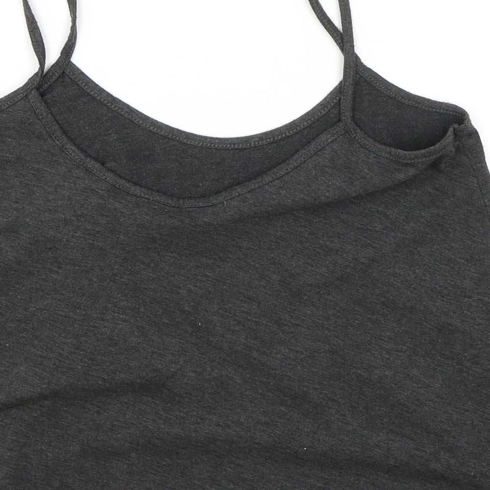 Boohoo Womens Grey Viscose Camisole Tank Size 6 Scoop Neck