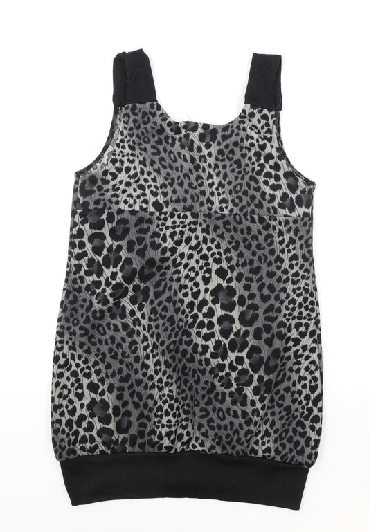 Quiz Womens Black Animal Print Polyester Bodycon Size 10 Round Neck Pullover