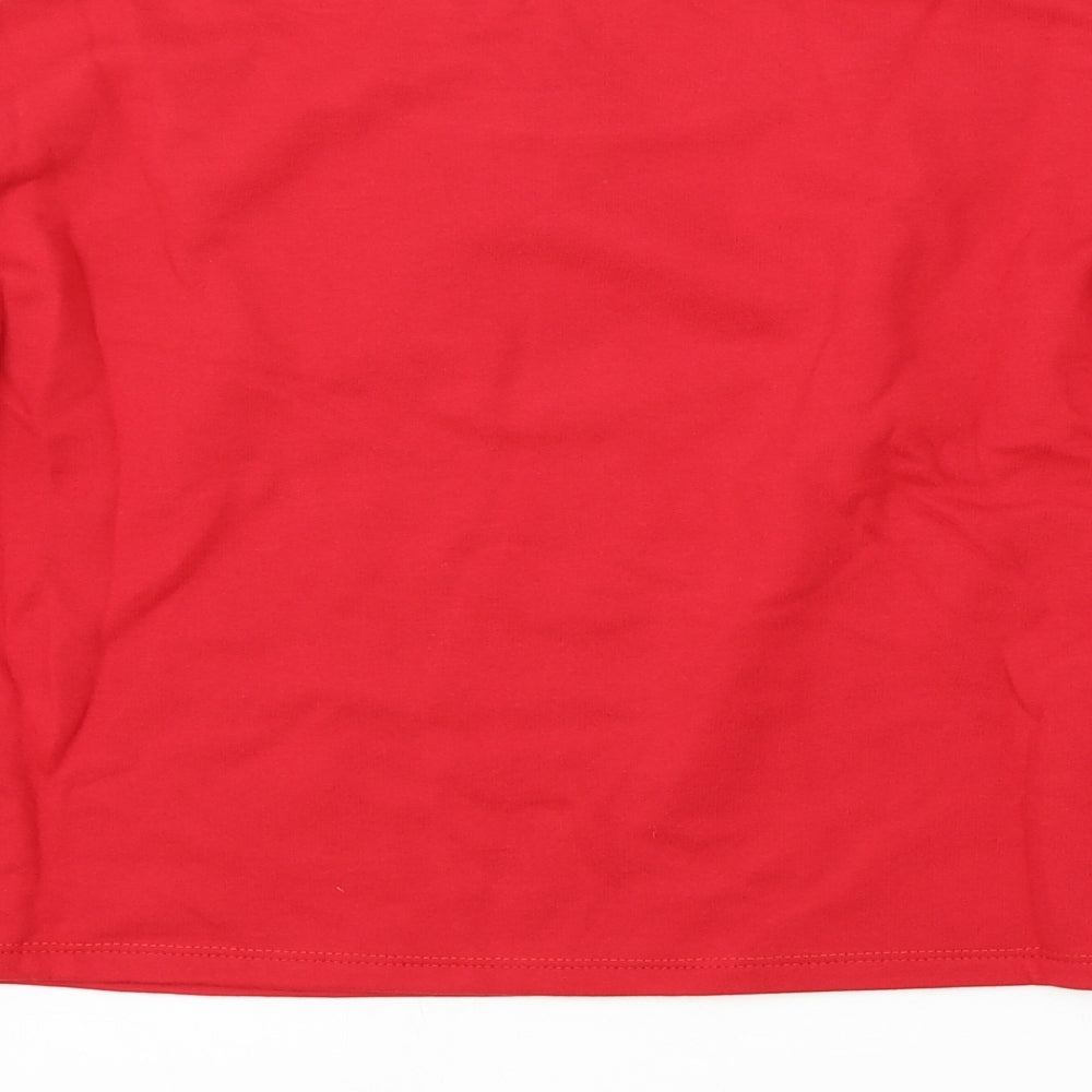OMD Womens Red Striped Polyester Pullover Sweatshirt Size 10 Pullover