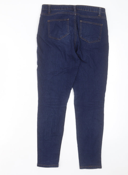 Denim & Co. Womens Blue Cotton Skinny Jeans Size 10 L25 in Regular Button