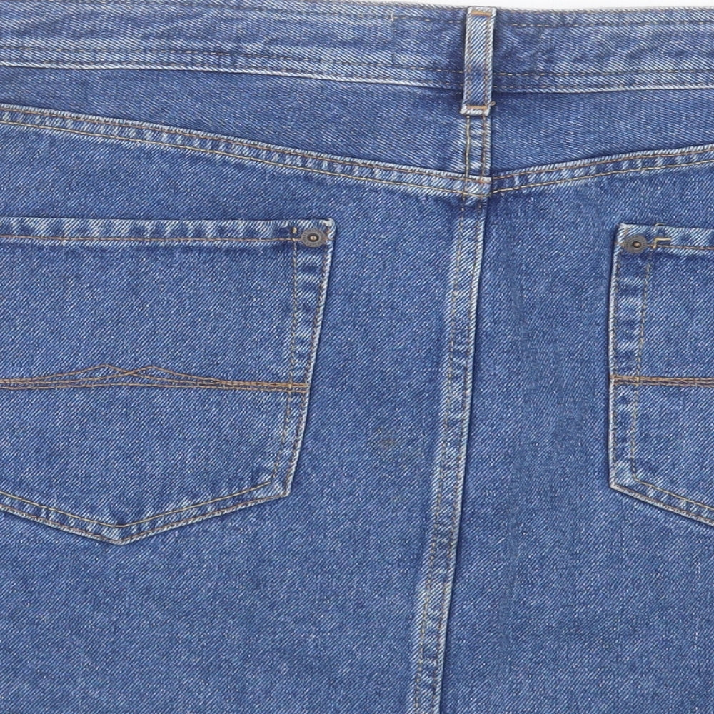 Jack Wills Womens Blue Cotton A-Line Skirt Size 12 Button