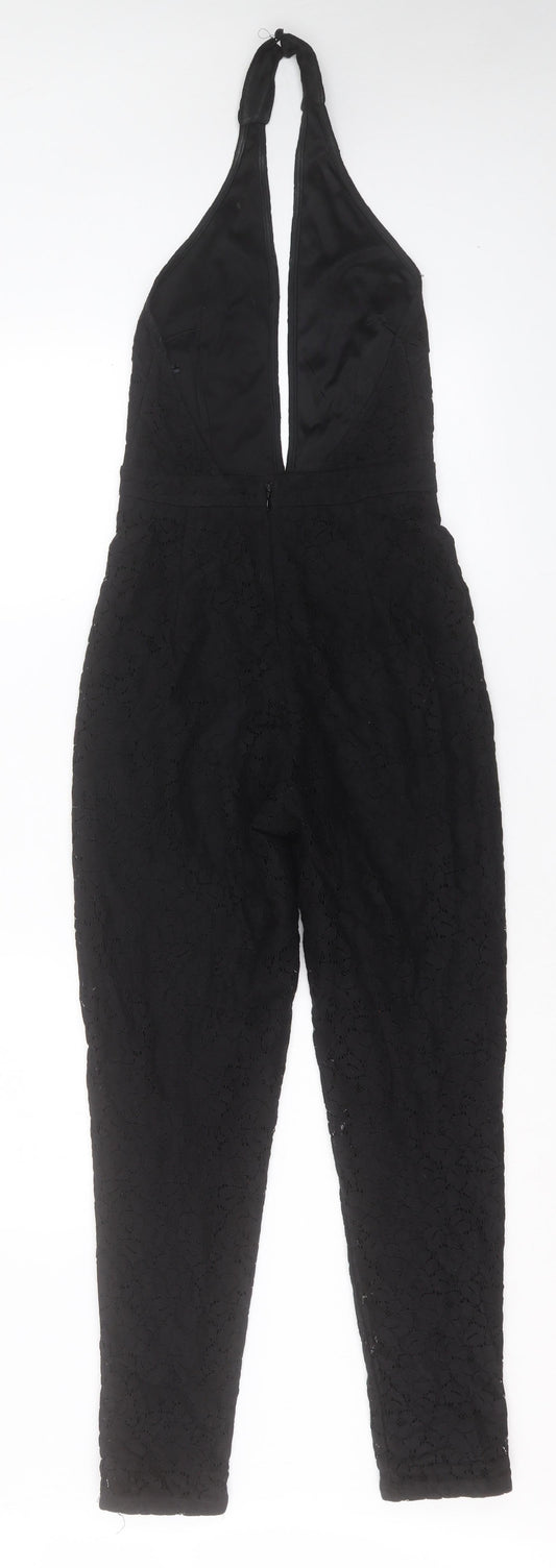 Missguided Womens Black Polyester Jumpsuit One-Piece Size 6 Button