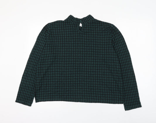 Primark Womens Green Mock Neck Check Polyester Pullover Jumper Size 18 - Size 18-20