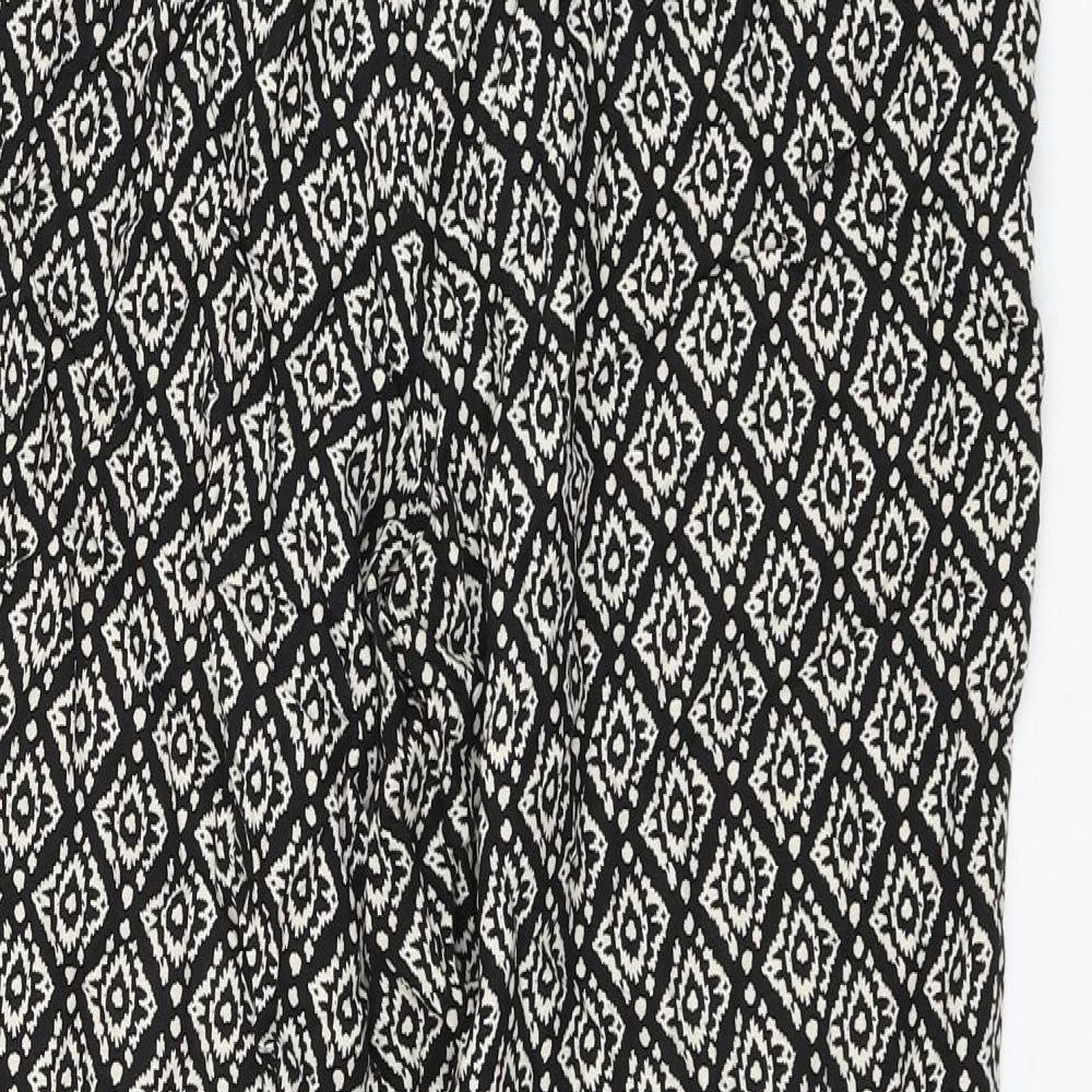 prew Womens Black Geometric Viscose Capri Trousers Size 32 in L22 in Regular