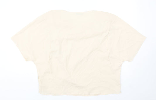 SheIn Womens Beige Polyester Basic Blouse Size L Cowl Neck