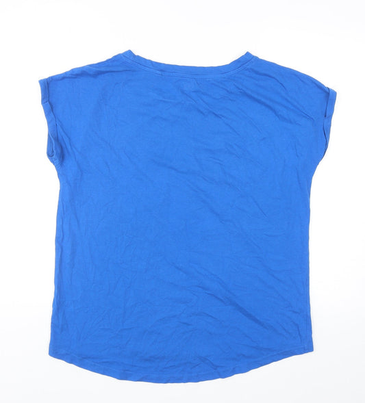 F&F Womens Blue Cotton Basic T-Shirt Size 14 Boat Neck - Love Yourself