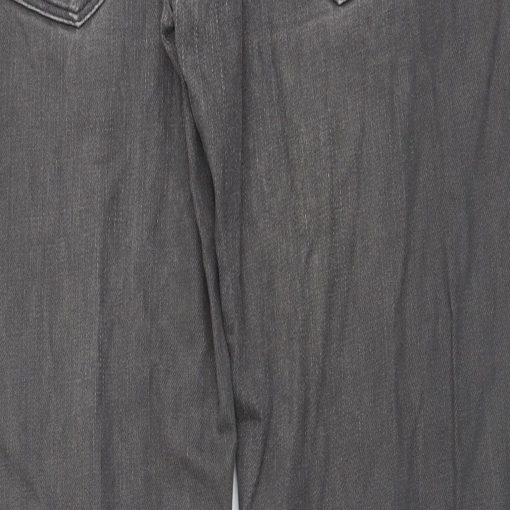 NEXT Womens Grey Cotton Straight Jeans Size 30 L29 in Slim Button