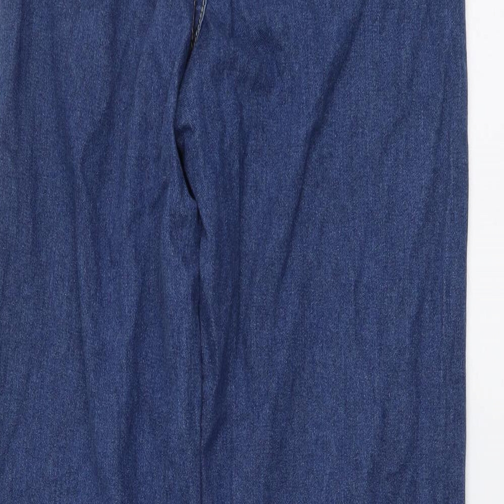Forever Denim Womens Blue Cotton Wide-Leg Jeans Size 6 L28 in Regular Button - Distressed Look