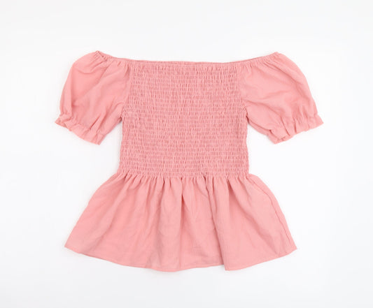 SheIn Womens Pink Polyester Basic Blouse Size XL Off the Shoulder