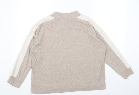 F&F Womens Beige Round Neck Acrylic Pullover Jumper Size 14