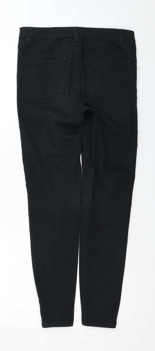 New Look Womens Black Cotton Skinny Jeans Size 8 L27 in Regular Zip