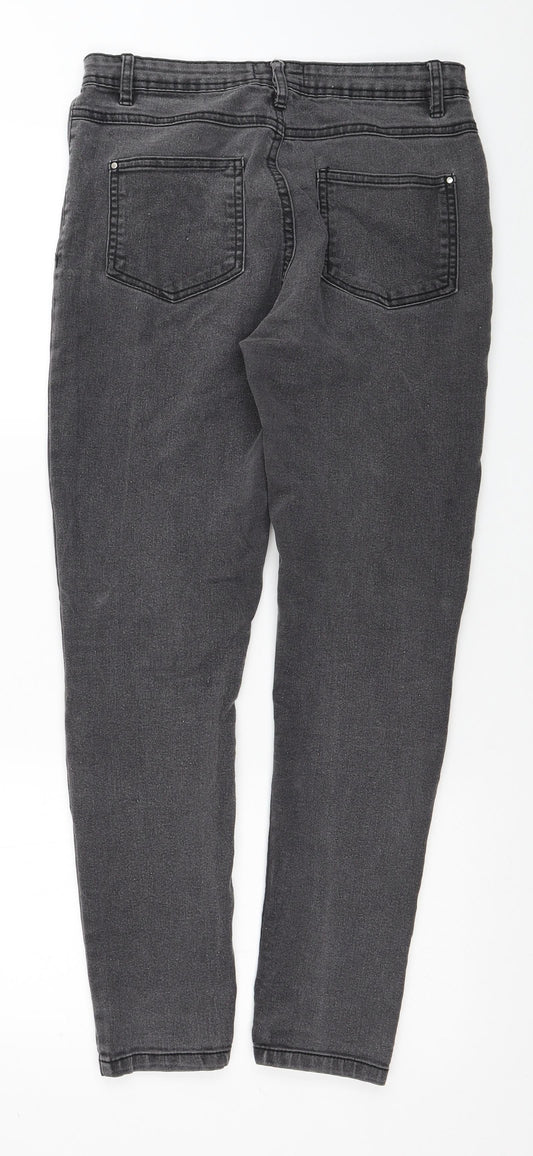 Select Womens Grey Cotton Skinny Jeans Size 10 L27 in Regular Zip