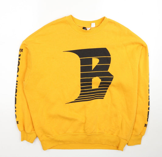 Womens UK Size M Divided Yellow Pullover Sweatshirt