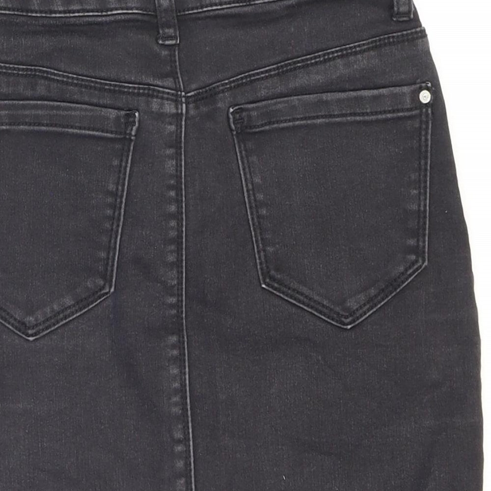 Missguided Womens Black Cotton Mini Skirt Size 4 Zip