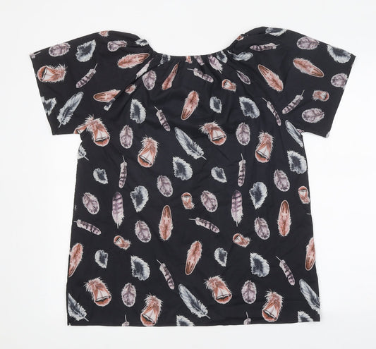 Womens UK Size XL Preworn Black Basic T-Shirt