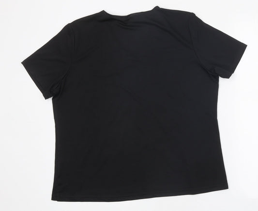 EWM Womens Black Polyester Basic T-Shirt Size M Round Neck