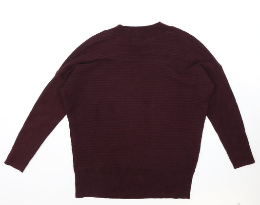 F&F Womens Purple V-Neck Acrylic Pullover Jumper Size 12