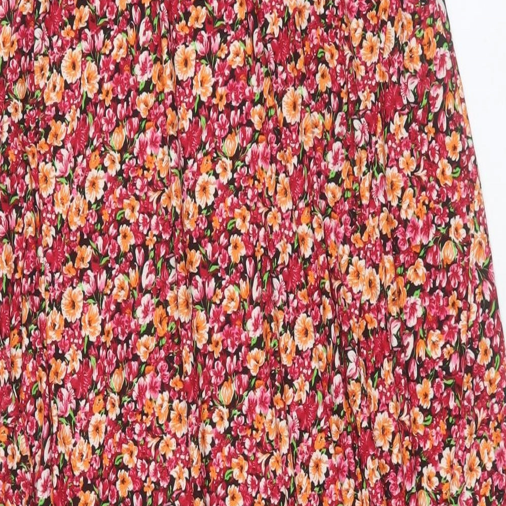 QED London Womens Pink Floral Viscose A-Line Size M Crew Neck Pullover - Size M/L