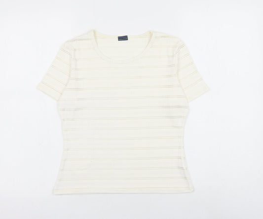 Womens UK Size 10 Debenhams White Basic T-Shirt